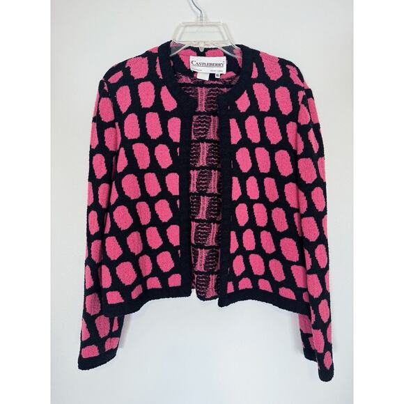 Castleberry Jackets & Blazers - Vintage Art Deco Wool Jacket Knit Cropped Topper Coat USA MADE 16